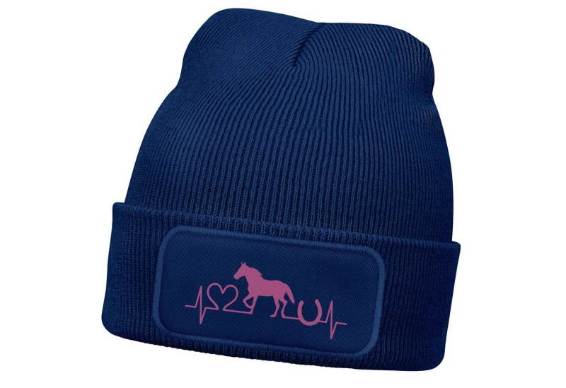 MoonWorks Bommelmütze Wintermütze Kinder Beanie für Mädchen Reiten Herzschlag Pferd mit von MoonWorks