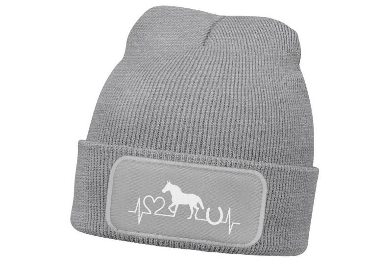 MoonWorks Bommelmütze Wintermütze Kinder Beanie für Mädchen Reiten Herzschlag Pferd mit von MoonWorks