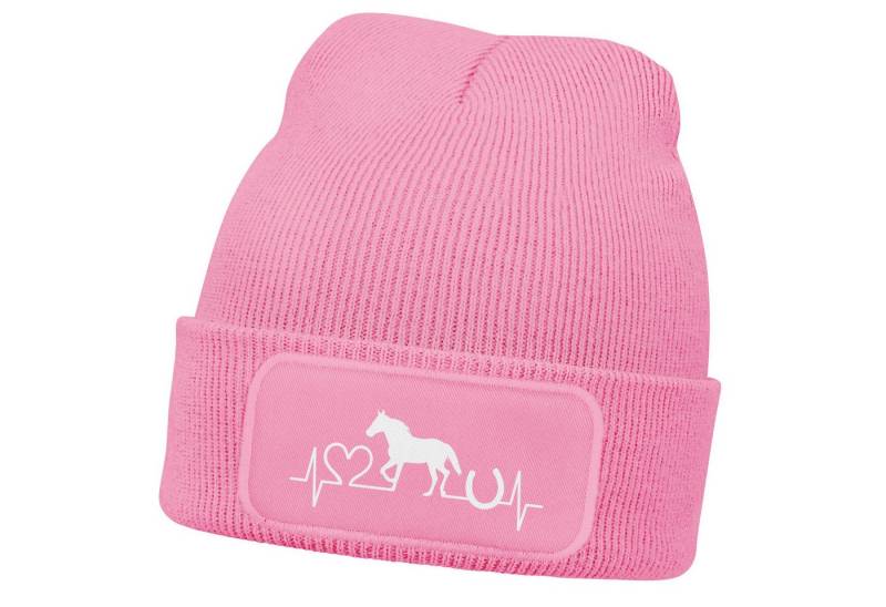 MoonWorks Bommelmütze Wintermütze Kinder Beanie für Mädchen Reiten Herzschlag Pferd mit von MoonWorks