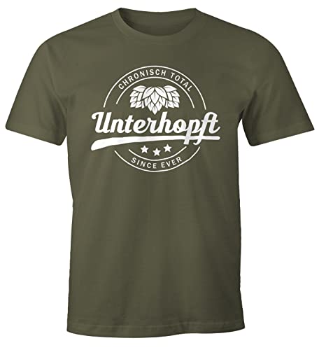 MoonWorks Chronisch Unterhopft Total Herren T-Shirt Since Ever Fun-Shirt Army XXL von MoonWorks