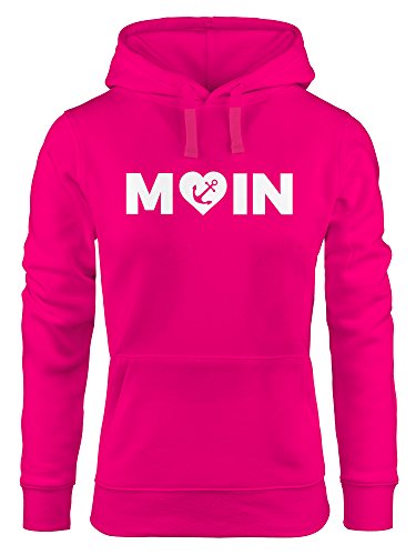 MoonWorks Cooler Kapuzen-Pullover Damen Moin Love Herz mit Anker Nordsee Hoodie pink L von MoonWorks