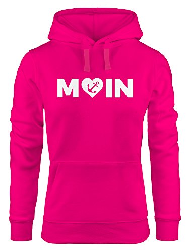 MoonWorks Cooler Kapuzen-Pullover Damen Moin Love Herz mit Anker Nordsee Hoodie pink S von MoonWorks