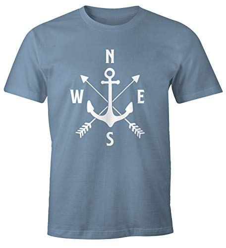 MoonWorks Cooles Herren T-Shirt Anker Kompass Windrose Arrows Stone Blue XXL von MoonWorks
