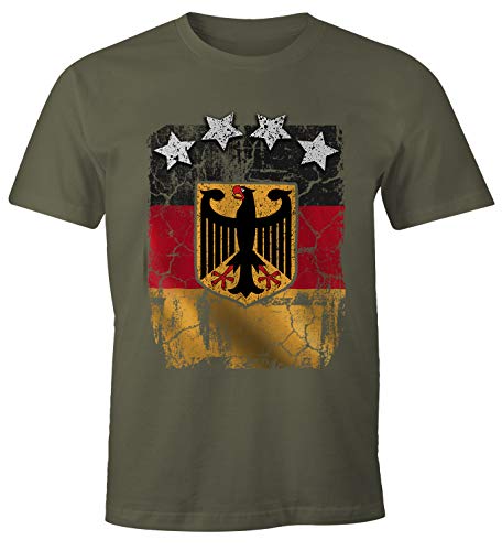 MoonWorks Cooles Herren T-Shirt Deutschland Fan-Shirt WM 2018 Fußball Weltmeisterschaft Army L von MoonWorks