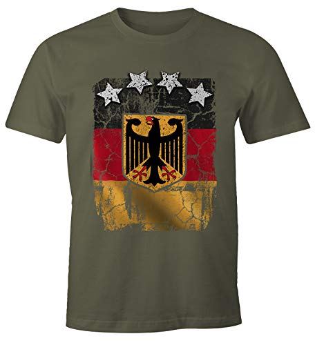 MoonWorks Cooles Herren T-Shirt Deutschland Fan-Shirt WM 2018 Fußball Weltmeisterschaft Army XL von MoonWorks