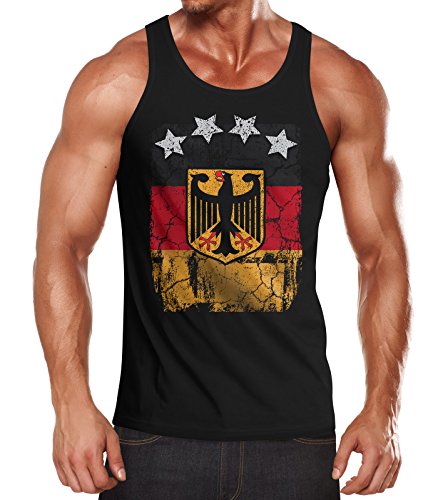 MoonWorks Cooles Herren Tank-Top Fußball WM Deutschland Flagge Vintage schwarz S von MoonWorks