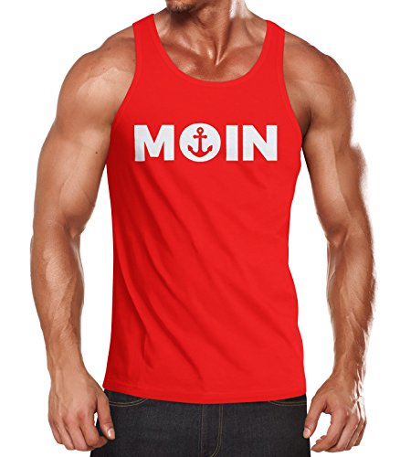 MoonWorks Cooles Herren Tanktop Moin mit Anker rot M von MoonWorks
