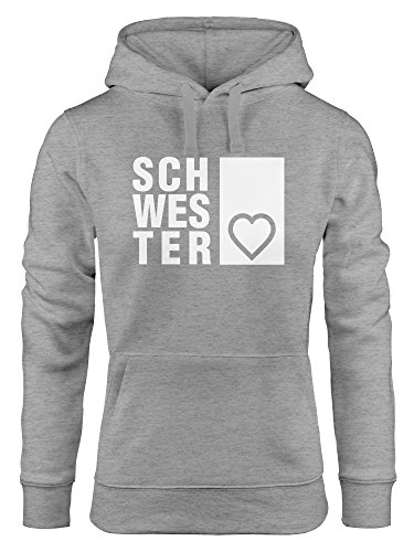 MoonWorks Damen Hoodie Schwesterherz, Sweatshirt mit Kapuze, Kapuzenpullover, Geschenk für die Schwester grau M von MoonWorks