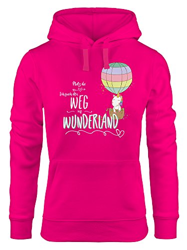 MoonWorks Damen Kapuzen-Pullover Einhorn Unicorn Platz da ich Such den Weg ins Wunderland Hoodie pink L von MoonWorks