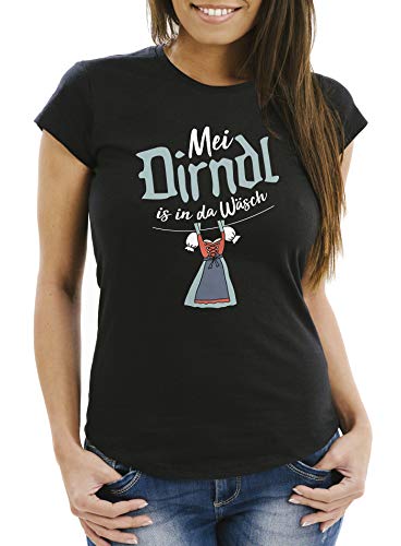 MoonWorks Damen T-Shirt MEI Dirndl is in da Wäsch Slim Fit schwarz L von MoonWorks