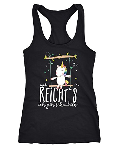 MoonWorks Damen Tanktop Einhorn Unicorn Mir reichts ich GEH schaukeln Sprüche Spruch Racerback schwarz M von MoonWorks