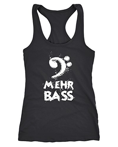 MoonWorks Damen Tanktop Mehr Bass Dance Tanzen schwarz L von MoonWorks