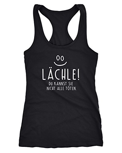 MoonWorks Damen Tanktop Spruch Lächle du Kannst Sie Nicht alle töten Racerback schwarz L von MoonWorks