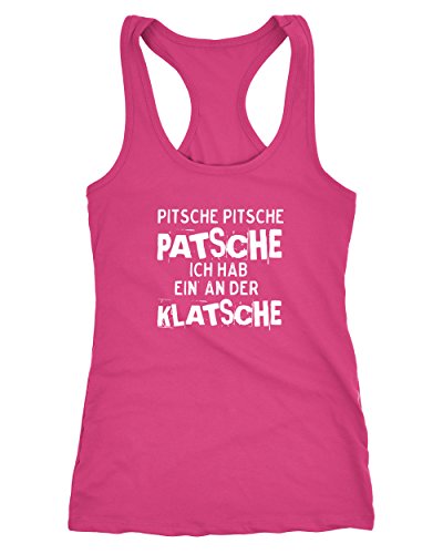 MoonWorks Damen Tanktop Spruch Pitsche Pitsche Patsche Ich hab einen an der Klatsche Racerback alt-rosa L von MoonWorks