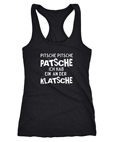 MoonWorks Damen Tanktop Spruch Pitsche Pitsche Patsche Ich hab einen an der Klatsche Racerback schwarz M MoonWorks Damen Tanktop Spruch Pitsche Pitsche Patsche Ich hab einen an der Klatsche Racerback schwarz M von MoonWorks