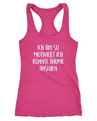MoonWorks Damen Tanktop Spruch lustig Ich Bin so motiviert ich könnte Bäume ansehen Racerback alt-rosa XXL von MoonWorks