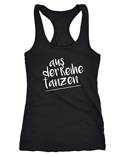 MoonWorks Damen Tanktop mit Spruch aus der Reihe tanzen Party Techno Racerback schwarz L von MoonWorks