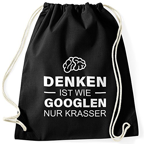 MoonWorks Denken ist wie googeln nur krasser Turnbeutel schwarz unisize von MoonWorks