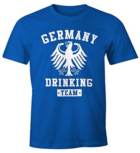 MoonWorks Deutschland Herren T-Shirt Germany Drinking Team Bier Adler Fun-Shirt blau 4XL von MoonWorks