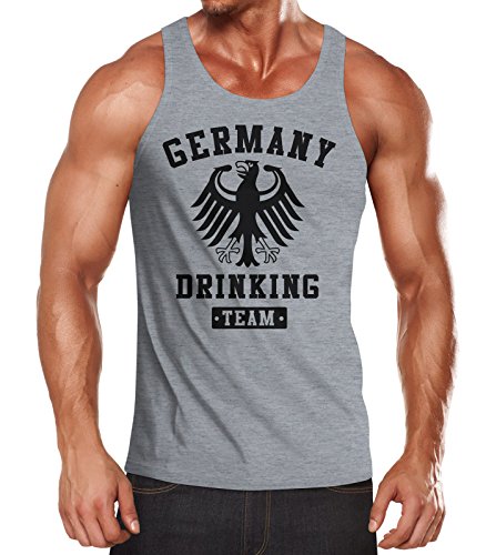 MoonWorks Deutschland Herren Tanktop Germany Drinking Bier Team Adler grau-schwarz L von MoonWorks