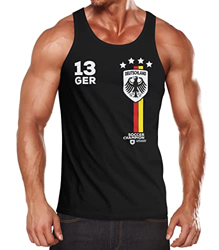 MoonWorks EM WM Tanktop Fanshirt Herren Fußball Deutschland Trikot Style Flagge schwarz L von MoonWorks