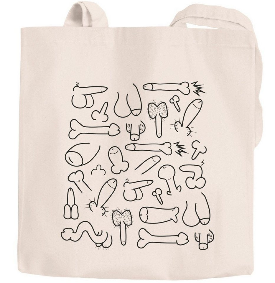 MoonWorks Einkaufsshopper Jutebeutel Baumwolltasche Stoffbeutel Tragetasche Penis Muster Motiv von MoonWorks