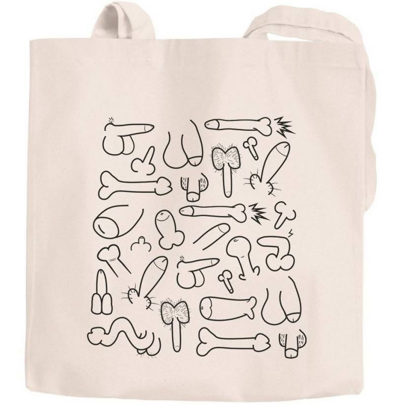 MoonWorks Einkaufsshopper Jutebeutel Baumwolltasche Stoffbeutel Tragetasche Penis Muster Motiv von MoonWorks