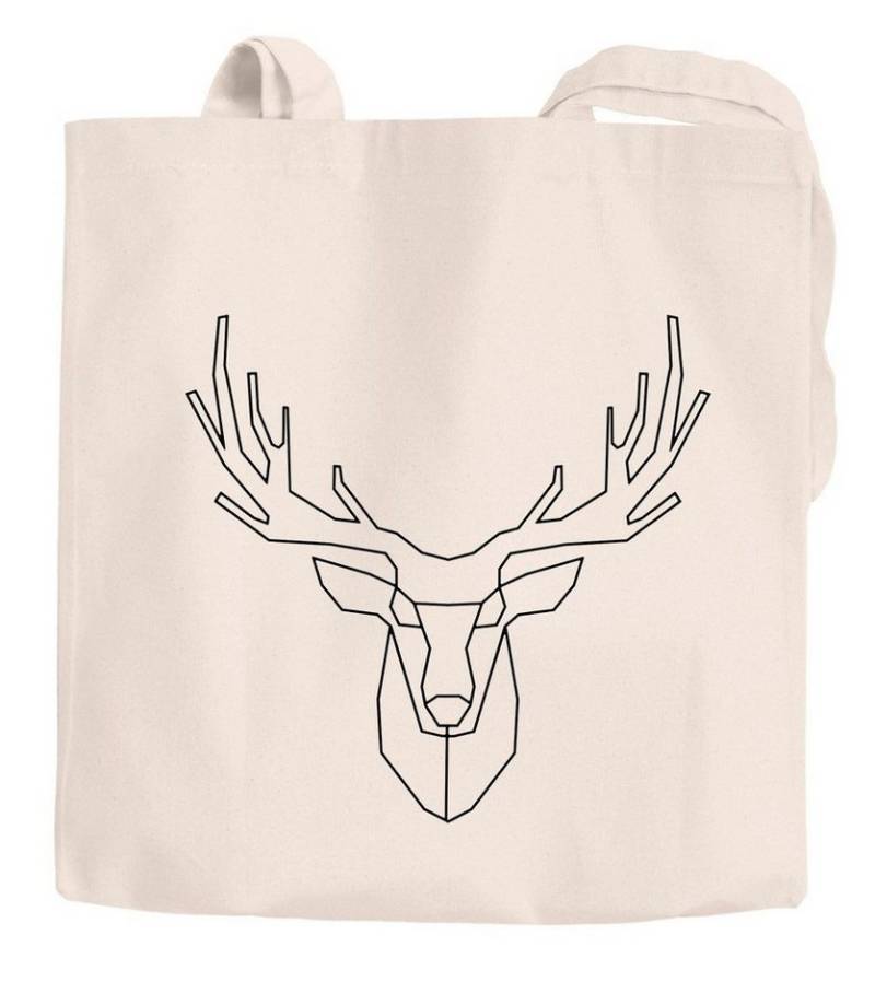 MoonWorks Einkaufsshopper Jutebeutel Hirsch Polygon Geweih Geometrisch Formen Linien von MoonWorks