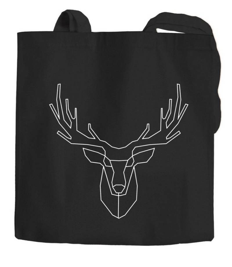 MoonWorks Einkaufsshopper Jutebeutel Hirsch Polygon Geweih Geometrisch Formen Linien von MoonWorks