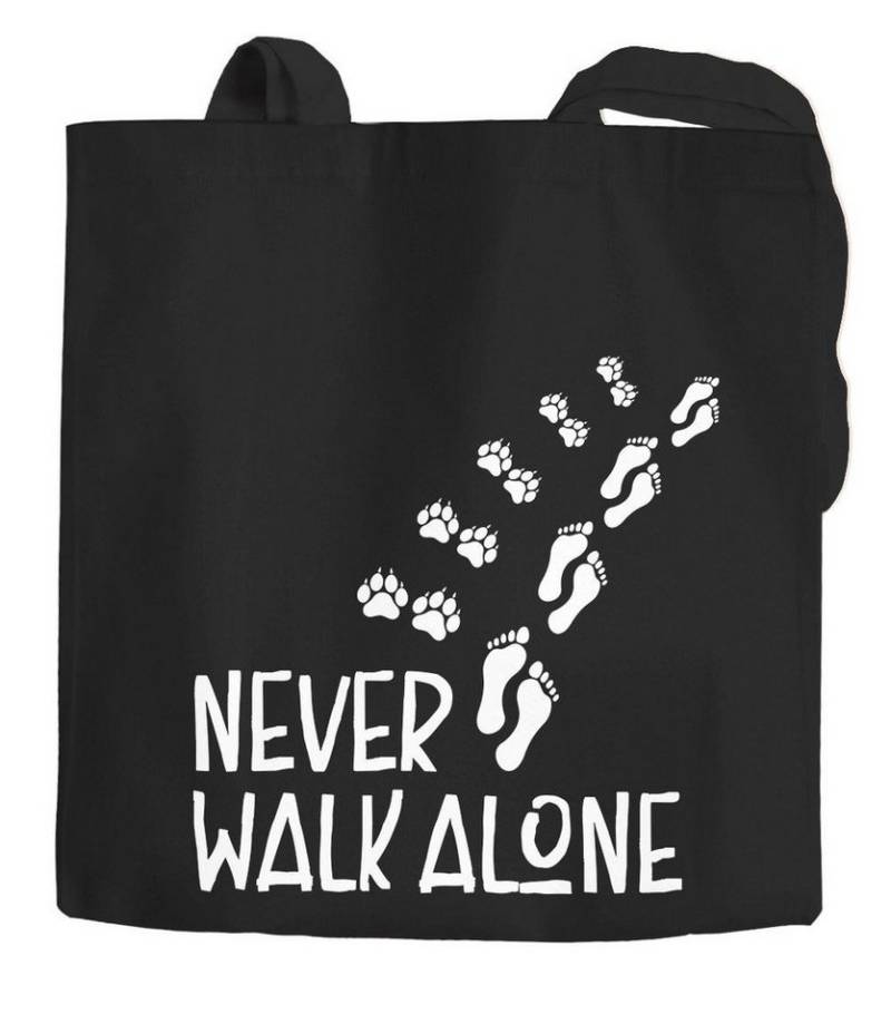 MoonWorks Einkaufsshopper Jutebeutel Never walk alone Hund Pfoten Hundepfoten Pfotenabdrücke von MoonWorks