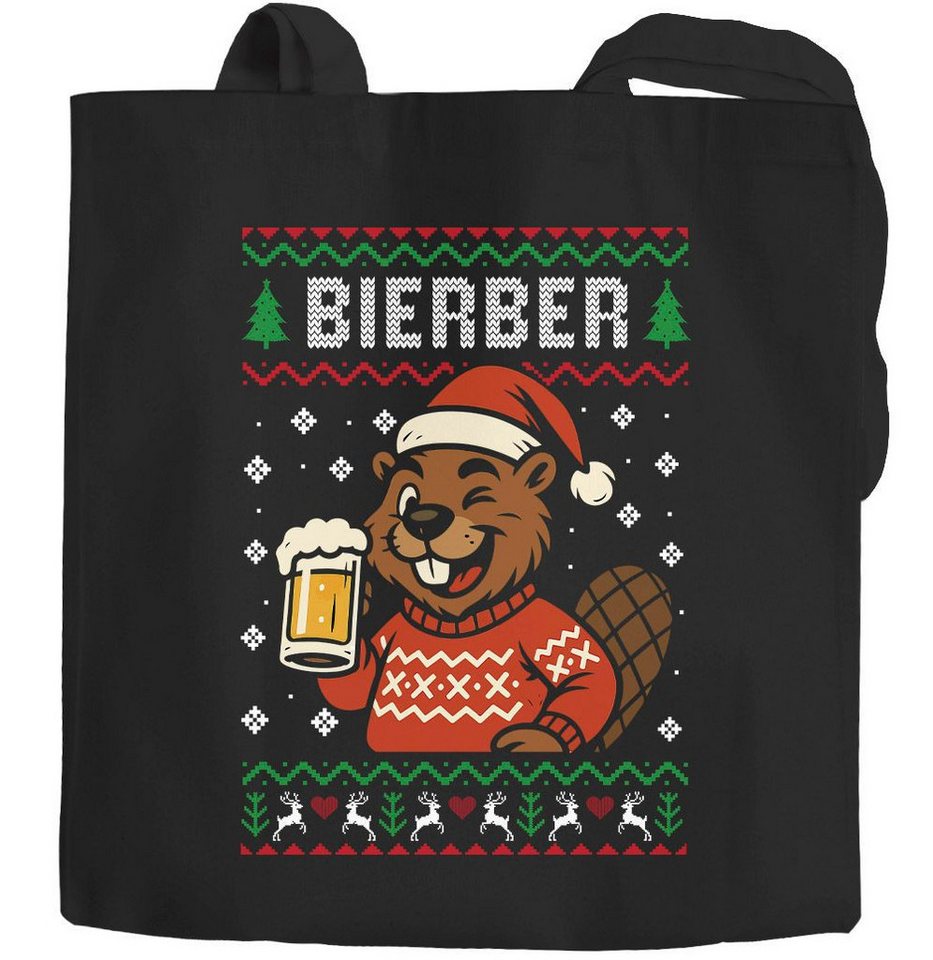 MoonWorks Einkaufsshopper Jutebeutel Ugly Christmas Design Bierber Wortwitz Spruch Lustig XMAS von MoonWorks