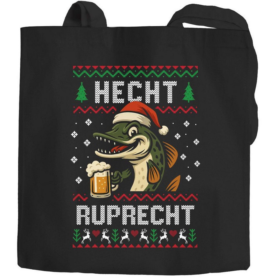 MoonWorks Einkaufsshopper Jutebeutel Ugly Christmas Design Hecht Rruprecht Spruch Lustig XMAS von MoonWorks