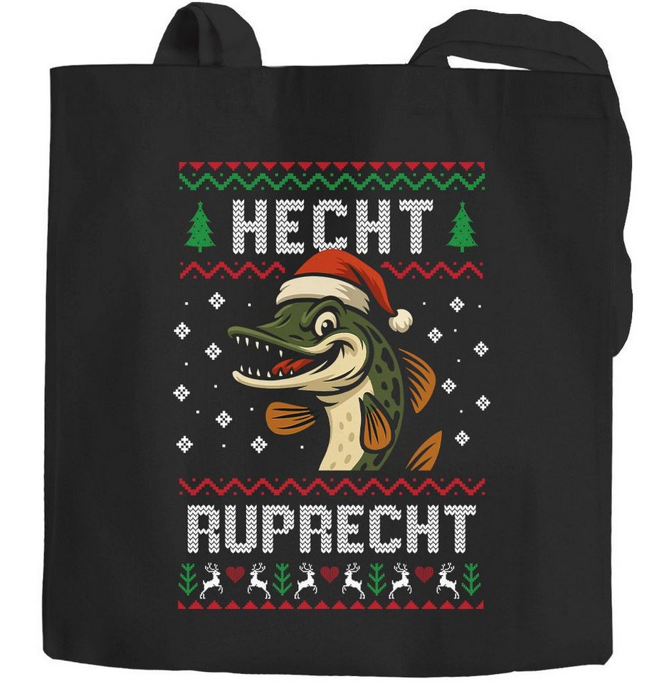 MoonWorks Einkaufsshopper Jutebeutel Ugly Christmas Design Hecht Ruprecht Spruch Lustig XMAS von MoonWorks