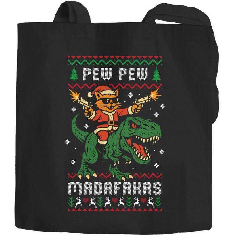 MoonWorks Einkaufsshopper Jutebeutel Ugly Christmas Design PEW PEW Madafakas Spruch Lustig XMAS von MoonWorks