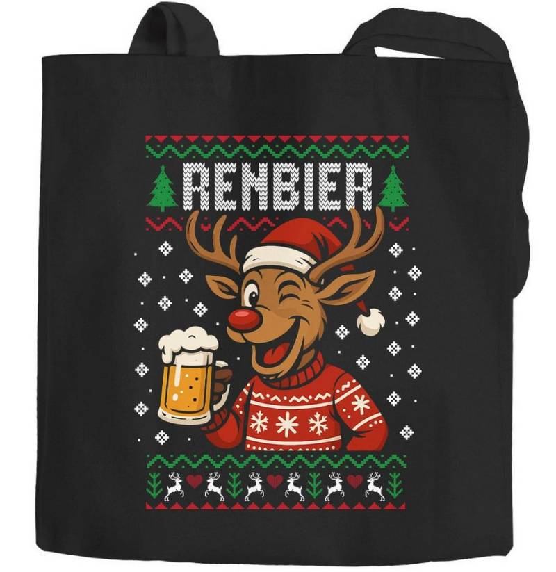 MoonWorks Einkaufsshopper Jutebeutel Ugly Christmas Design Renbier Wortwitz Spruch Lustig XMAS von MoonWorks