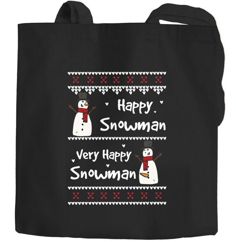 MoonWorks Einkaufsshopper Jutebeutel Ugly Christmas Very Happy Snowman Weihnachten lustig von MoonWorks