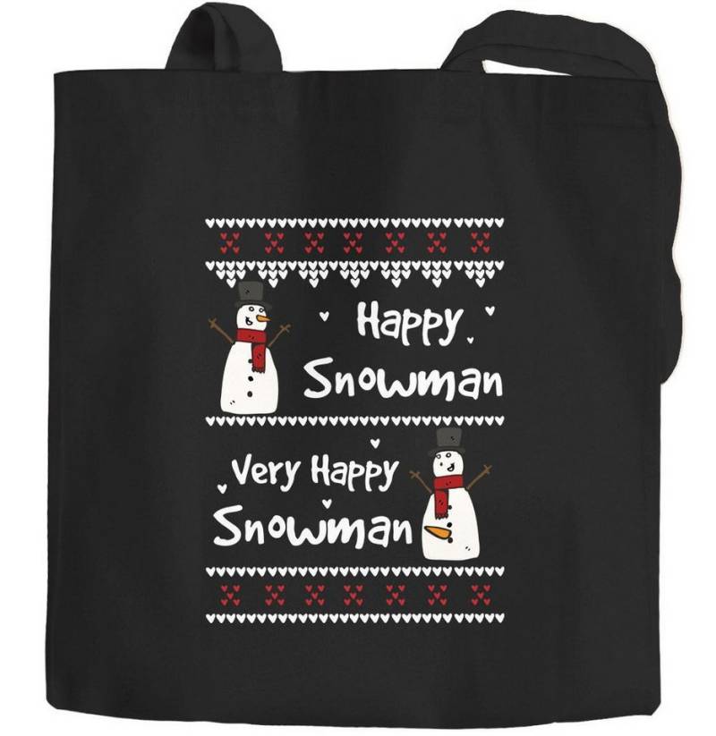 MoonWorks Einkaufsshopper Jutebeutel Ugly Christmas Very Happy Snowman Weihnachten lustig von MoonWorks