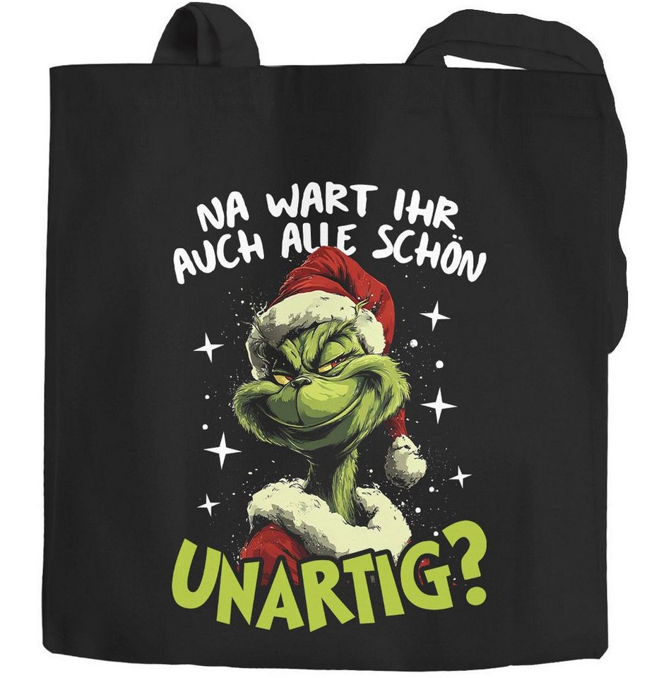 MoonWorks Einkaufsshopper Jutebeutel Weihnachten Alle schön unartig Spruch Lustig von MoonWorks