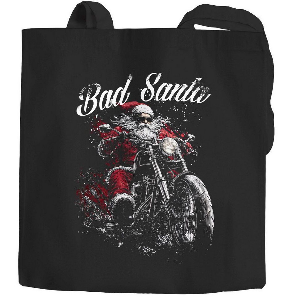 MoonWorks Einkaufsshopper Jutebeutel Weihnachten Bad Santa Design Biker Spruch lustig von MoonWorks