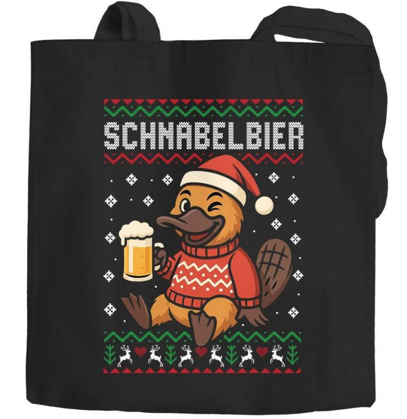MoonWorks Einkaufsshopper Jutebeutel Weihnachten Ugly Christmas Design Schnabelbier Wortwitz von MoonWorks