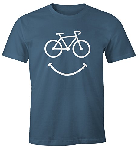 MoonWorks Fahrrad Herren T-Shirt Smile Happy Bike Radfahren Fun-Shirt Denim XXL von MoonWorks