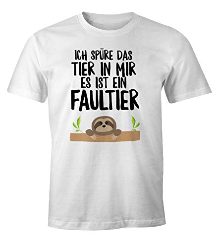 MoonWorks Faultier Herren T-Shirt Ich spüre das Tier in Mir, es ist EIN Faultier Fun-Shirt weiß 4XL von MoonWorks