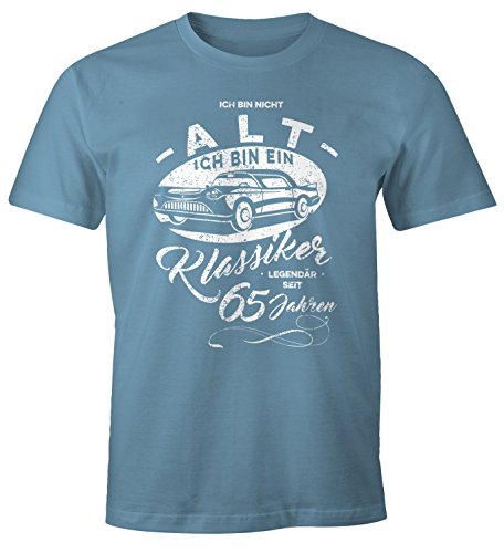 MoonWorks Herren Geschenk T-Shirt zum Geburtstag Ich Bin Nicht alt Ich Bin EIN Klassiker Auto Retro Oldtimer Spruch 30-90 Jahre 65 Stone Blue XL von MoonWorks