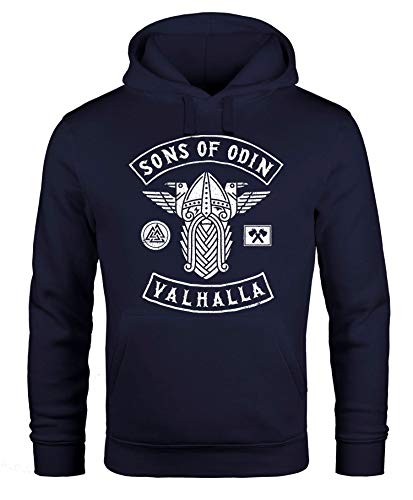 MoonWorks Herren Kapuzen-Pullover Sons of Odin Wikinger Valhalla Fan Vikings Fan Hoodie Navy 3XL von MoonWorks