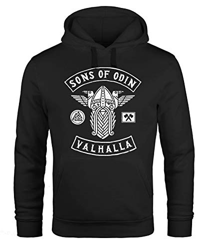 MoonWorks Herren Kapuzen-Pullover Sons of Odin Wikinger Valhalla Fan Vikings Fan Hoodie schwarz L von MoonWorks