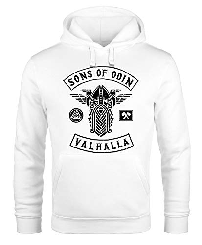 MoonWorks Herren Kapuzen-Pullover Sons of Odin Wikinger Valhalla Fan Vikings Fan Hoodie weiß 4XL von MoonWorks