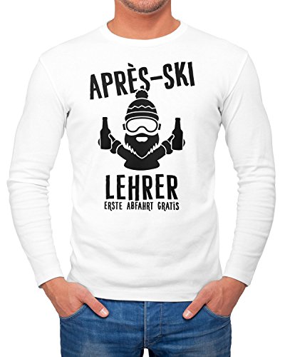 MoonWorks Herren Long-Sleeve Apres Ski Lehrer Langarm-Shirt weiß L von MoonWorks