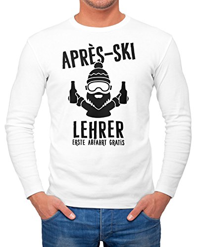 MoonWorks Herren Long-Sleeve Apres Ski Lehrer Langarm-Shirt weiß XXL von MoonWorks