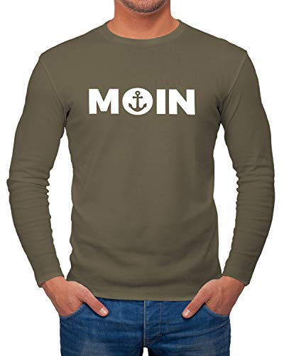 MoonWorks Herren Longsleeve Moin mit Anker Langarmshirt Khaki XL von MoonWorks