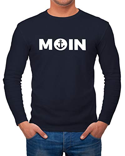 MoonWorks Herren Longsleeve Moin mit Anker Langarmshirt Navy S von MoonWorks